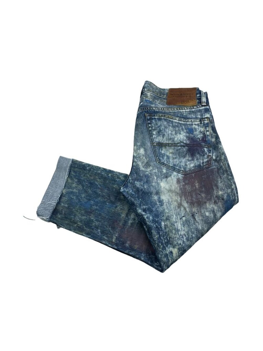 Denim & Supply Ralph Lauren Men's Distressed Painted Slim Cropped Jeans • 32x32